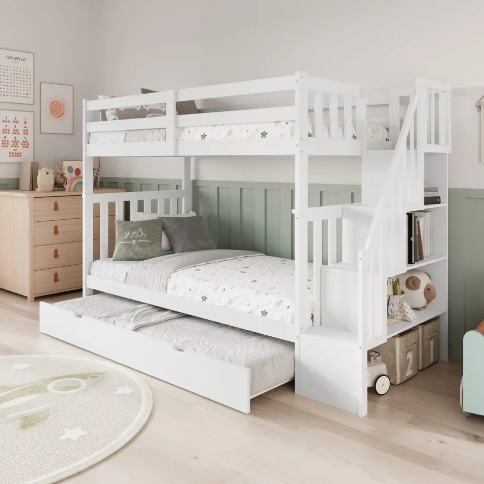 NB-2594 Single over Double Staircase Bunk Bed