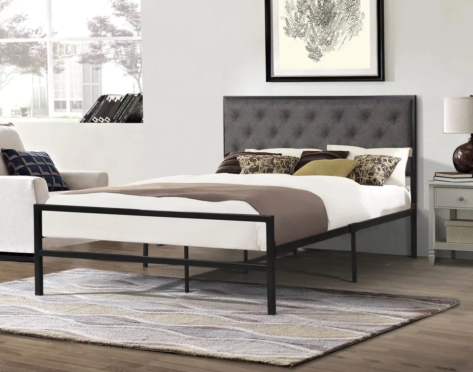 NB-2208 Upholstered Metal Platform Bed